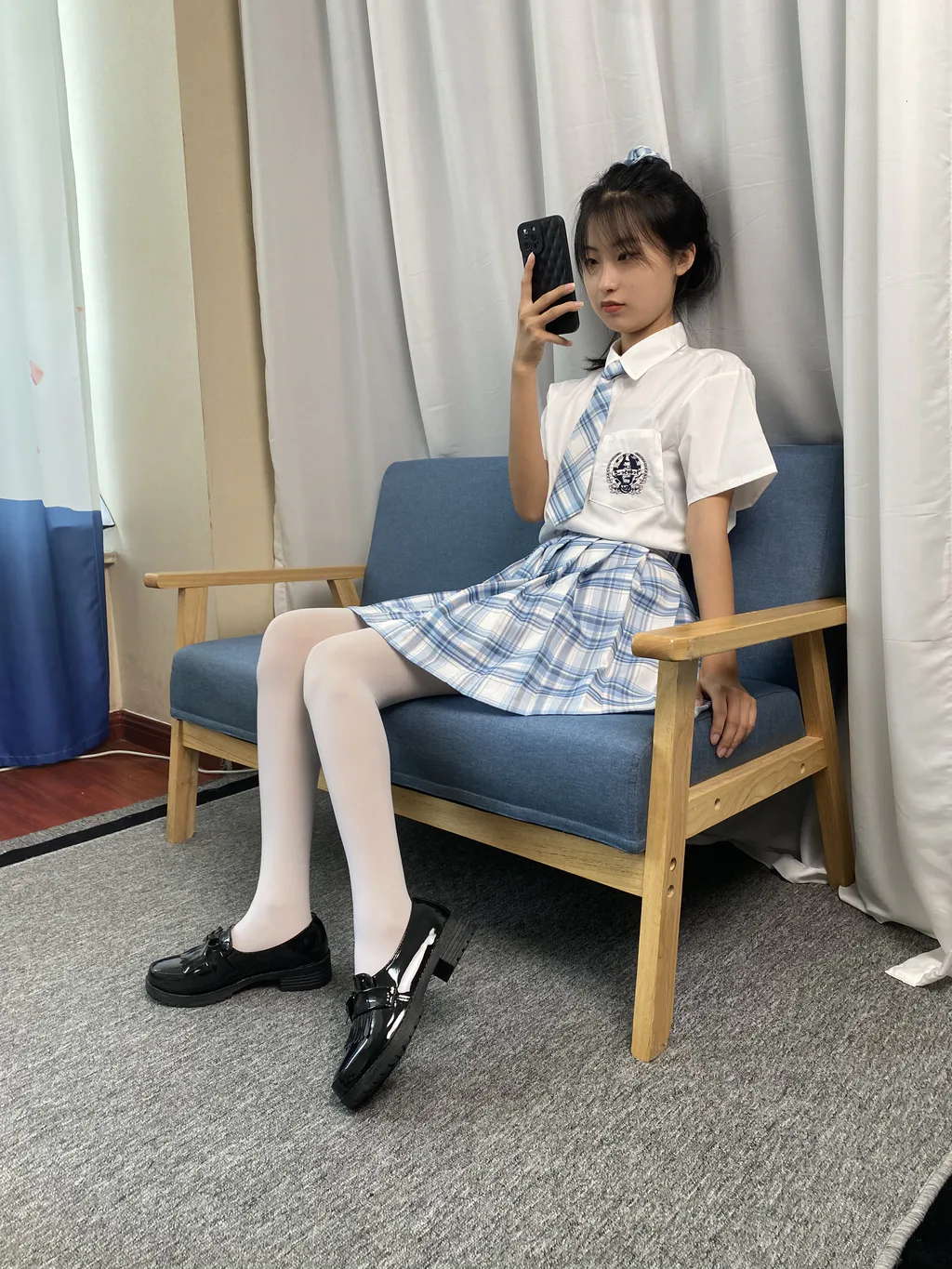 图片[3]-精选三禾摄影 NO.050 JK套装 白丝 下皮鞋[116P]-草丛看图