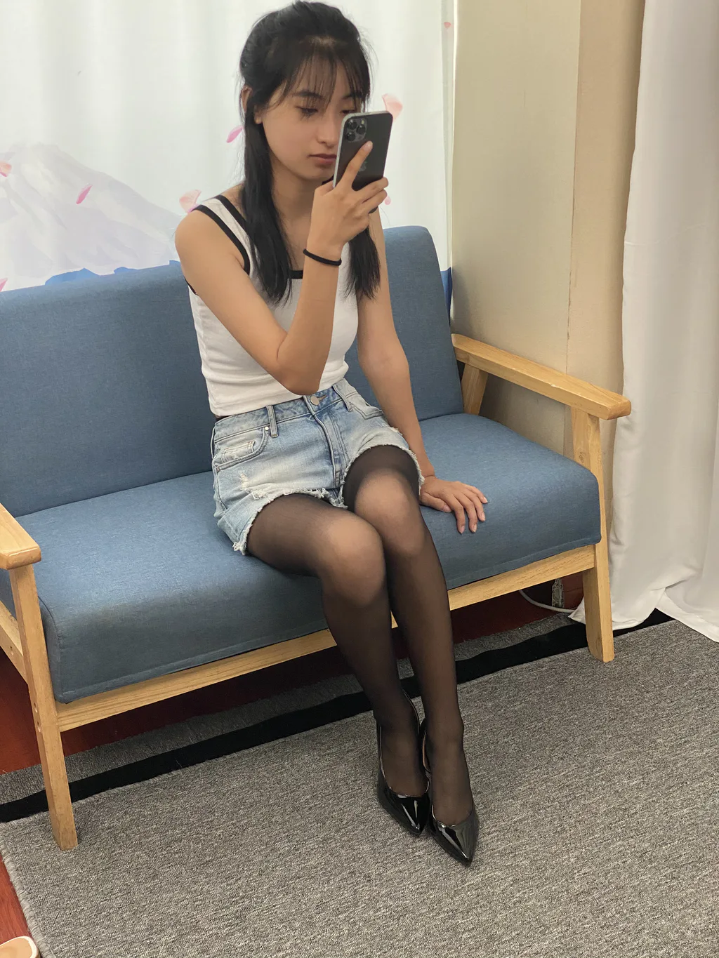 图片[1]-精选三禾摄影 NO.057 黑丝 高跟 牛仔短裤[108P]-草丛看图