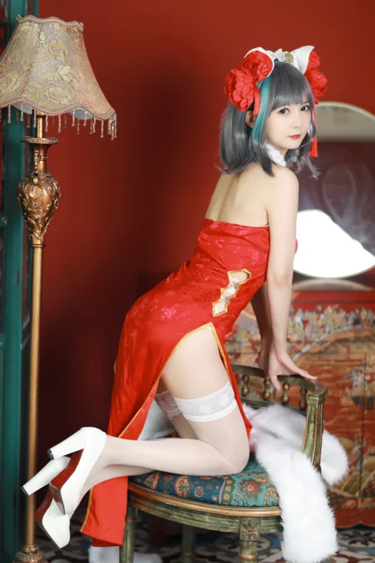 51酱 – 碧蓝航线 柴郡 新春旗袍[12P]-草丛看图