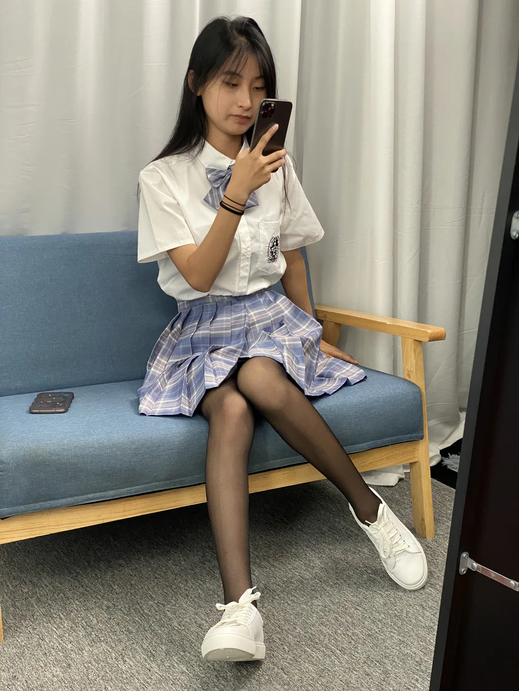 图片[2]-三禾摄影 NO.063 JK套装 黑丝[105P]-草丛看图