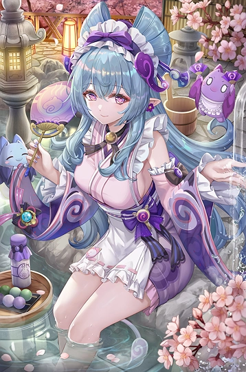 露天風呂を視察する瑞希さん-草丛看图