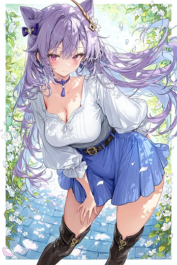 カジュアル 刻晴-草丛看图