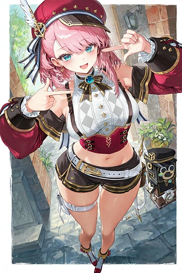 へそ出しショートパンツなシャルロット-草丛看图