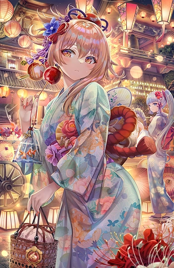 清楚な浴衣を着てみたけど逆に恥ずかしくなる宵宮ちゃん-草丛看图