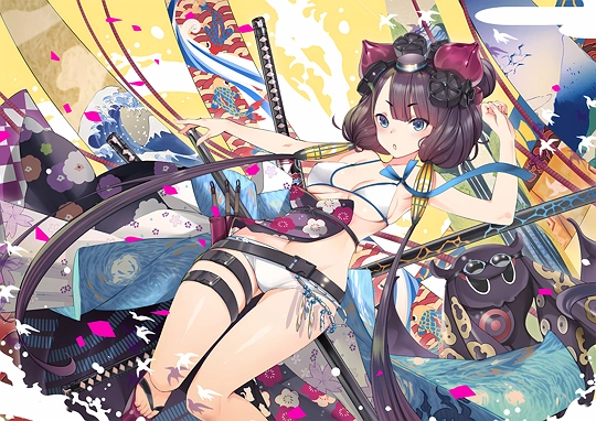 水着北斎-草丛看图