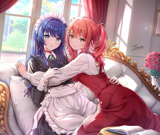 メイドさんとお嬢様-草丛看图