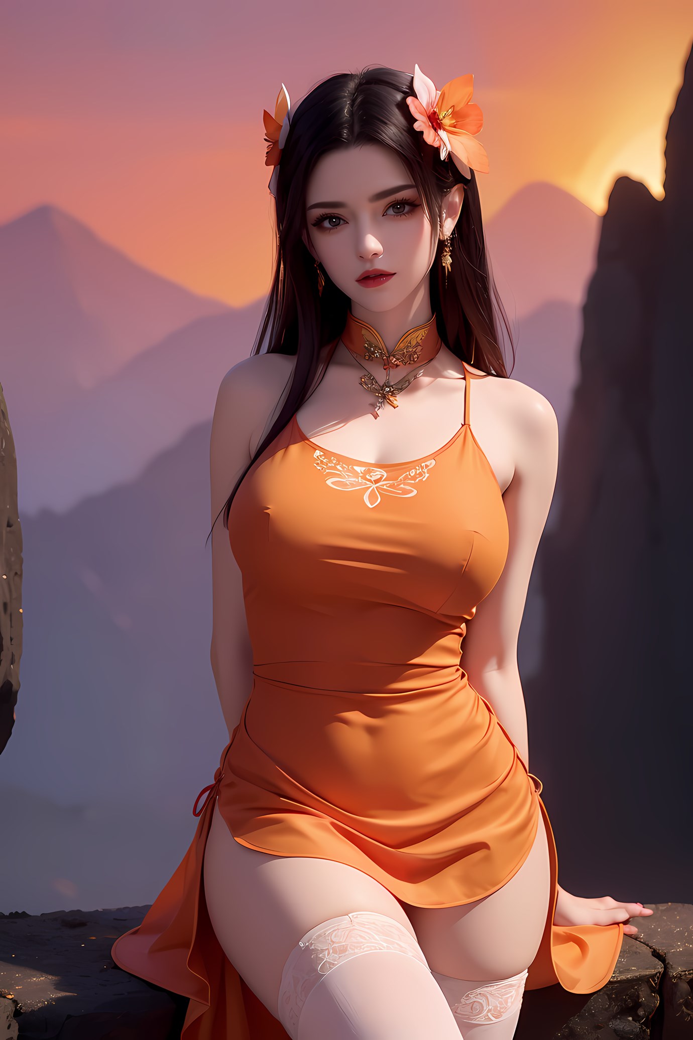 图片[4]-精选AI绘画 580 美杜莎 橙色旗袍[46P]-草丛看图