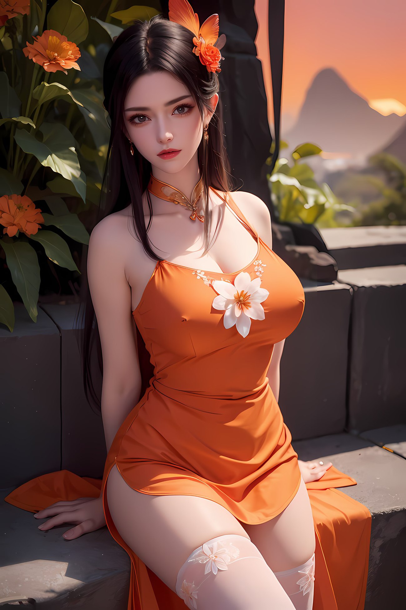 图片[7]-精选AI绘画 580 美杜莎 橙色旗袍[46P]-草丛看图