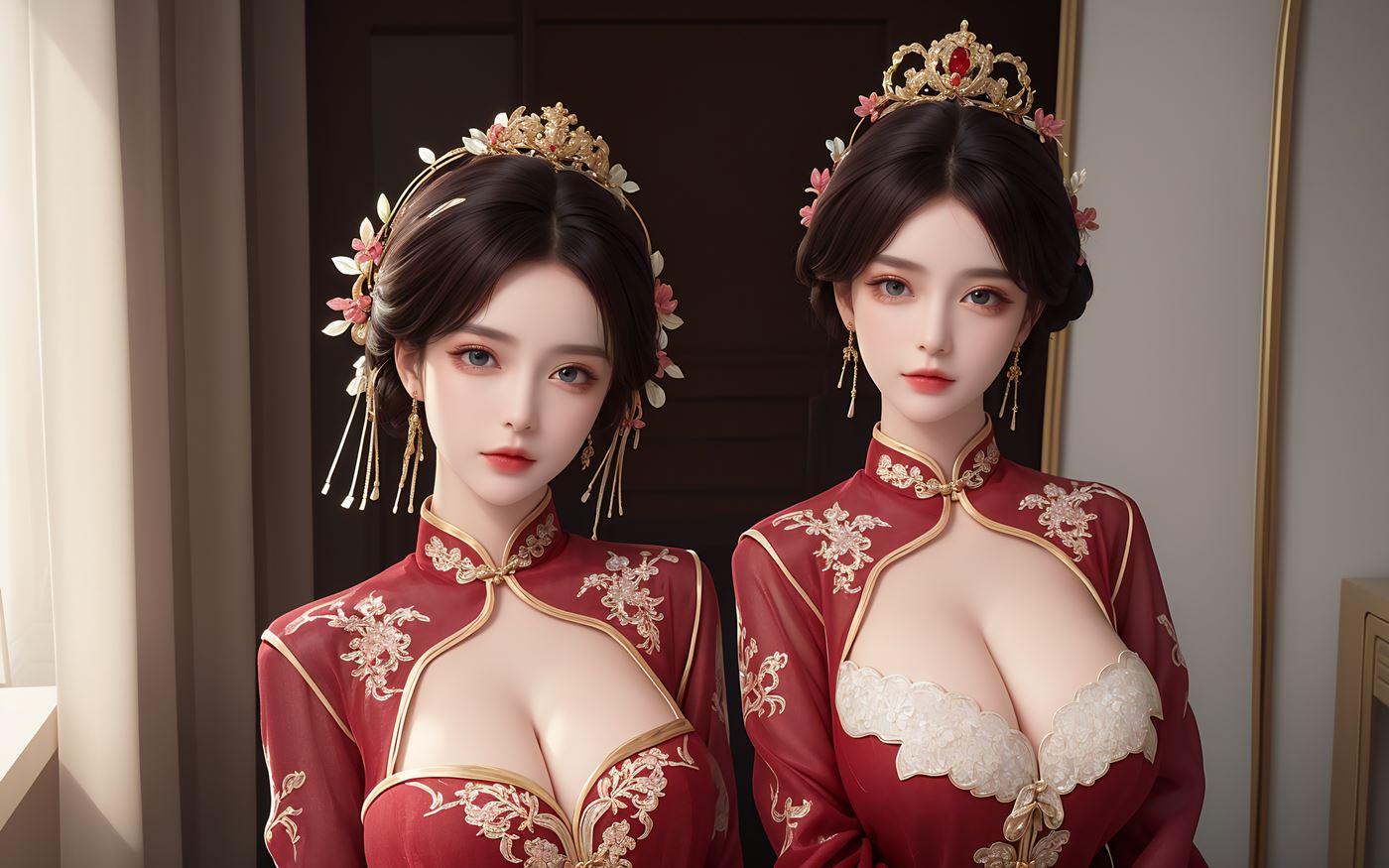 图片[4]-精选AI绘画 486 新娘姐妹花[46P]-草丛看图