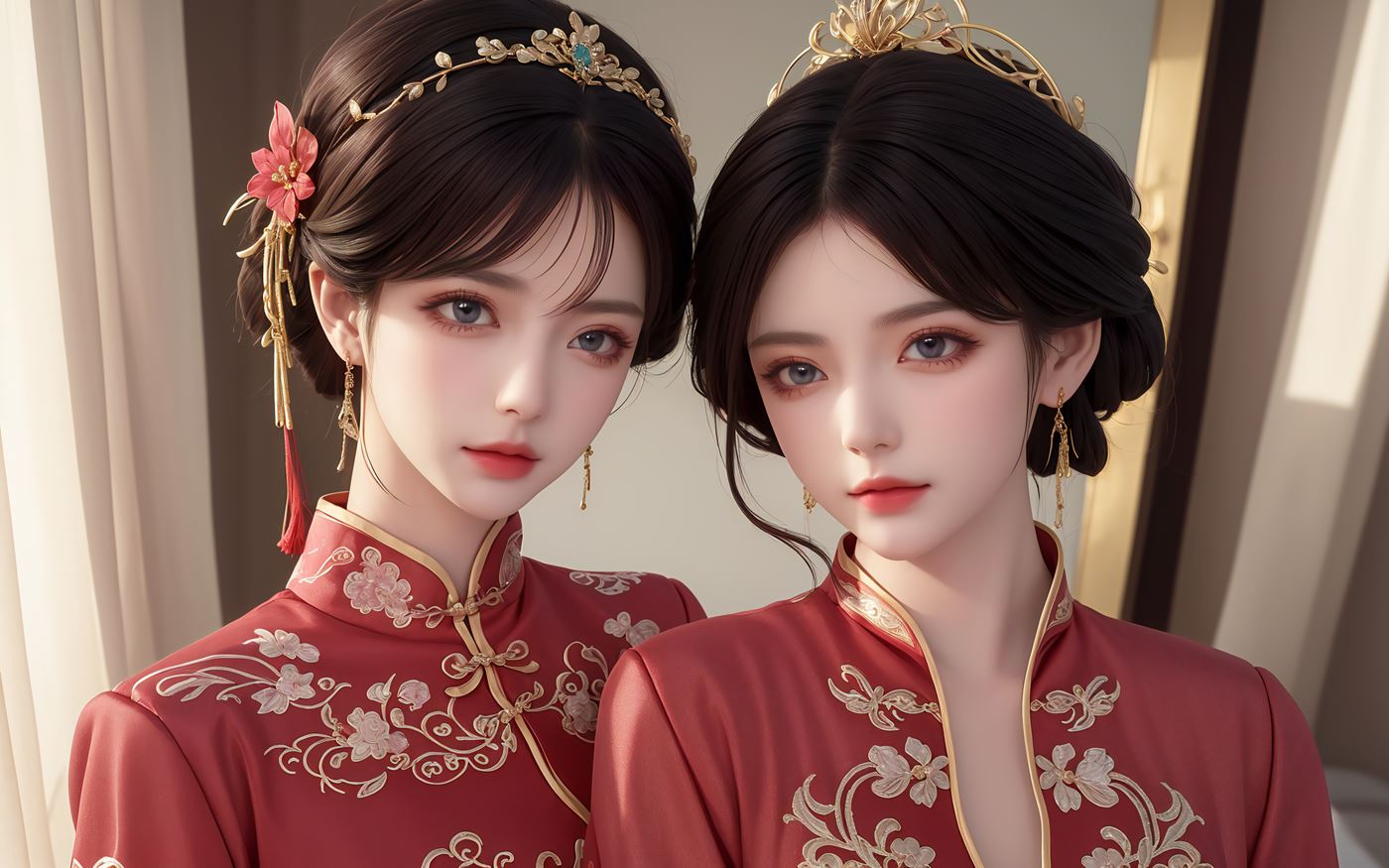 图片[5]-精选AI绘画 486 新娘姐妹花[46P]-草丛看图