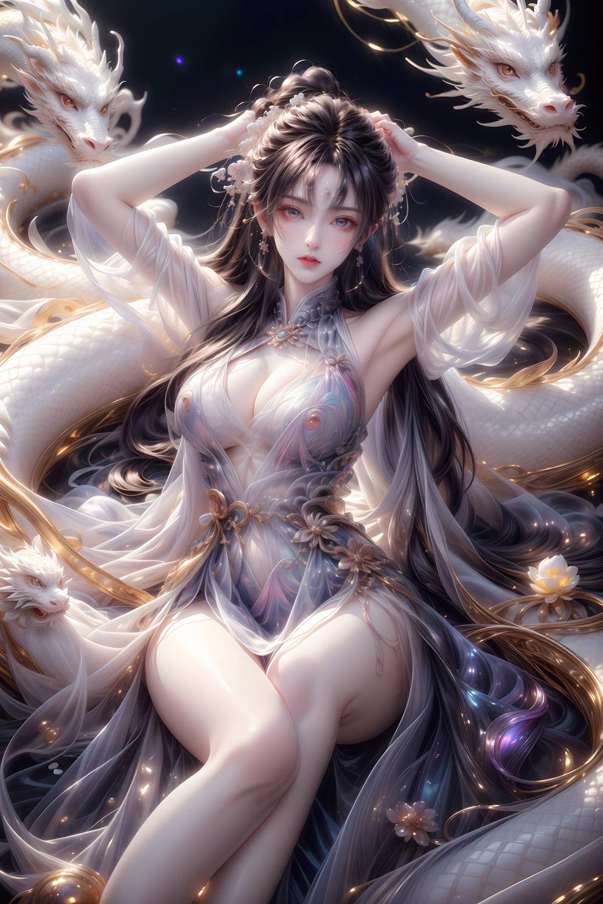 图片[2]-精选AI绘画 428 白龙和少女[70P]-草丛看图