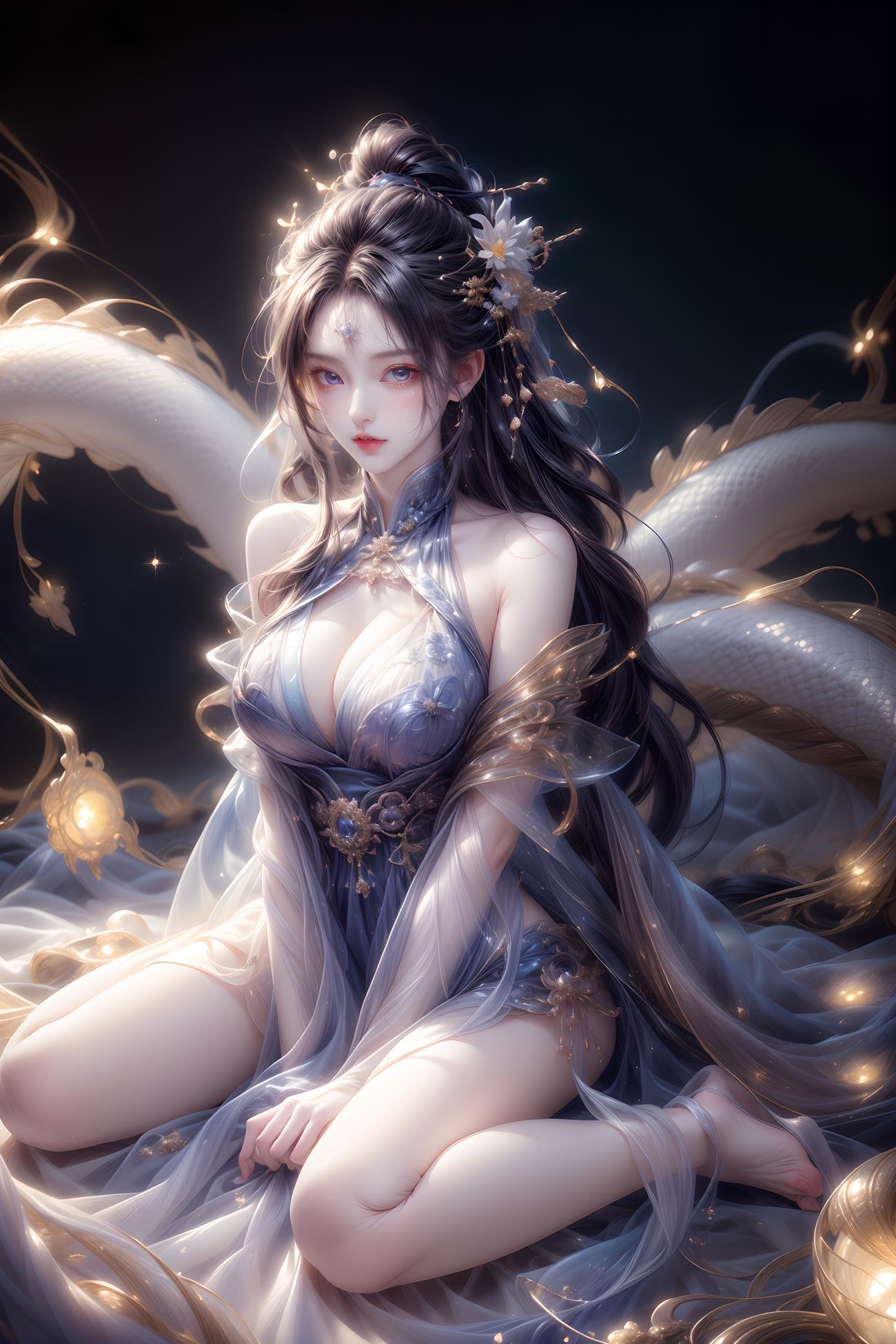 图片[3]-精选AI绘画 428 白龙和少女[70P]-草丛看图