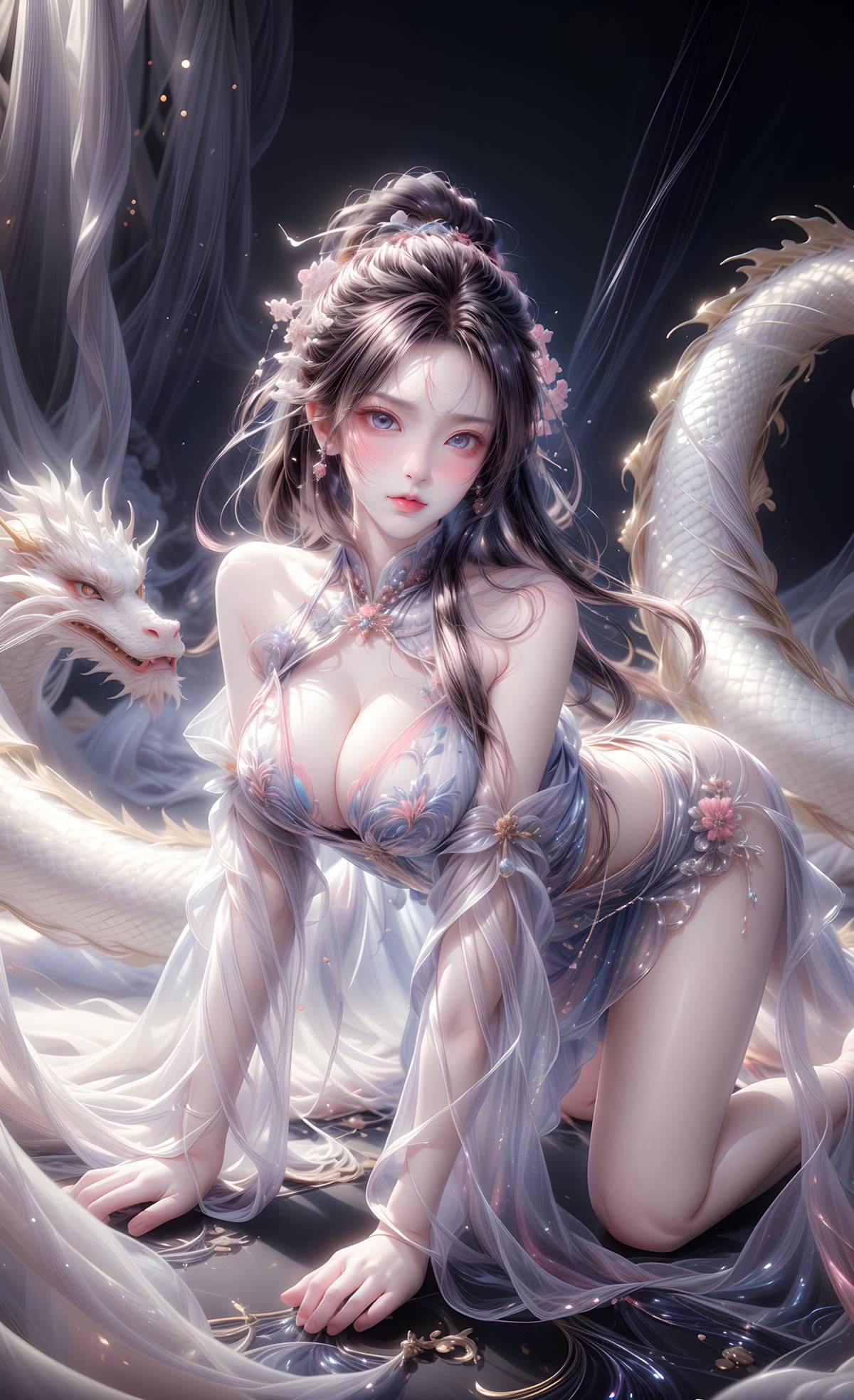 图片[5]-精选AI绘画 428 白龙和少女[70P]-草丛看图