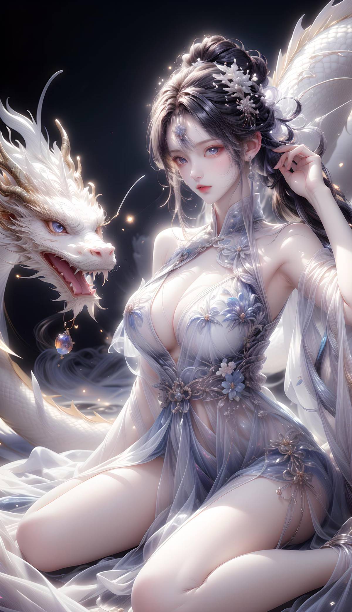 图片[6]-精选AI绘画 428 白龙和少女[70P]-草丛看图