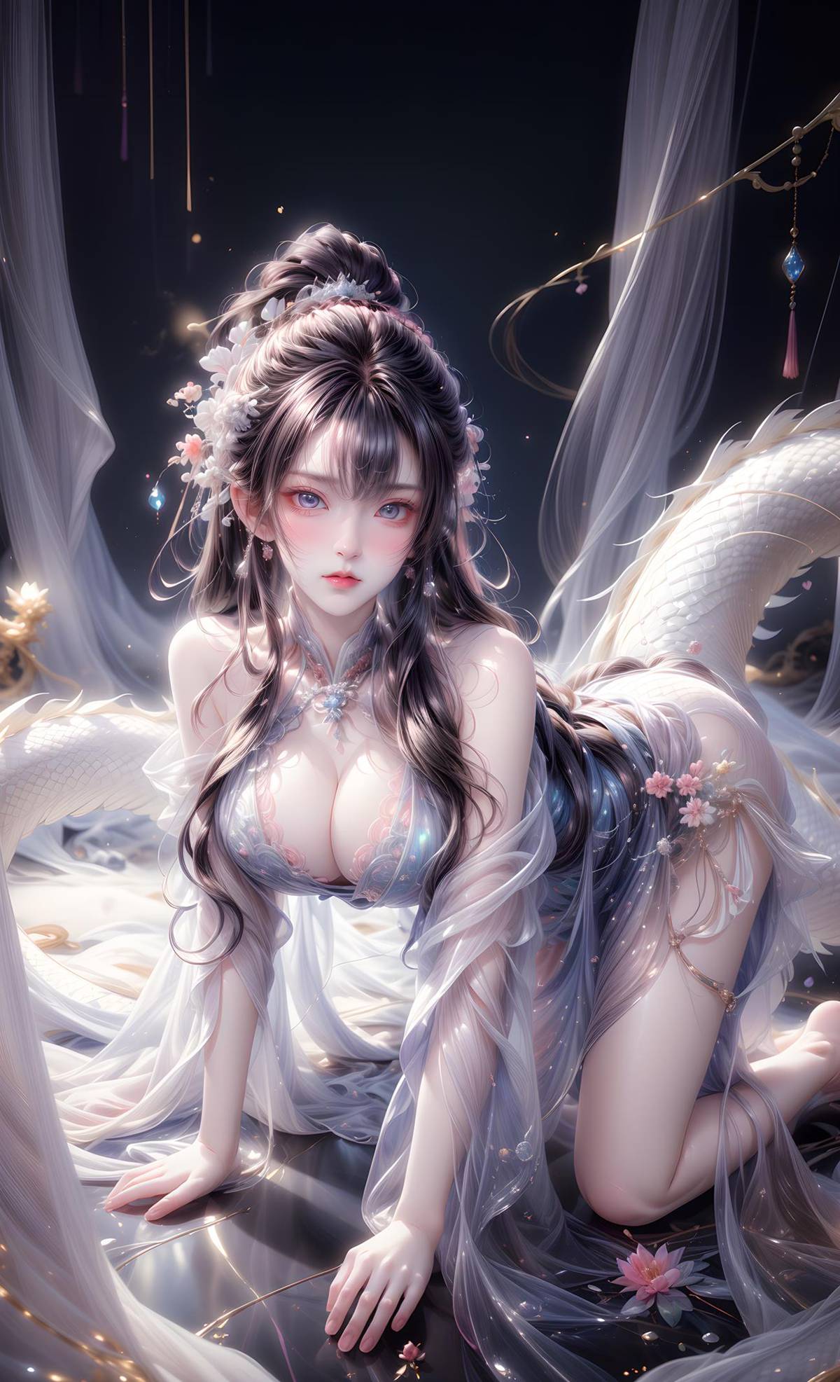 图片[7]-精选AI绘画 428 白龙和少女[70P]-草丛看图