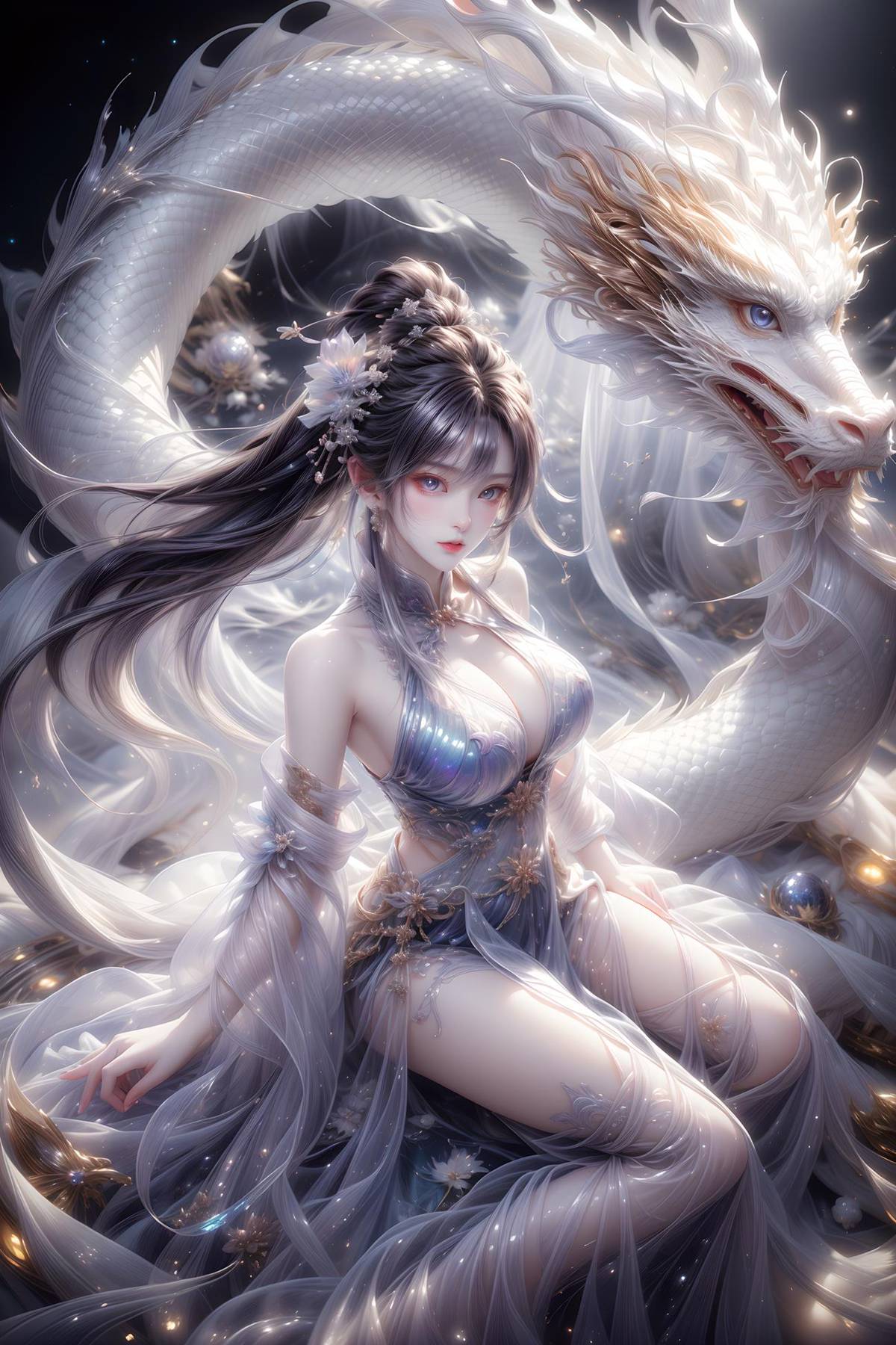 图片[8]-精选AI绘画 428 白龙和少女[70P]-草丛看图