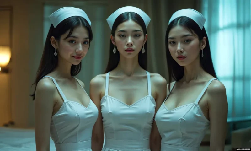 精选AI绘画 476 LAND of BEAUTY SERIES #7 ASIAN NURSES ON DUTY #foryou #goddess #aimodel #aiart[20P]-草丛看图