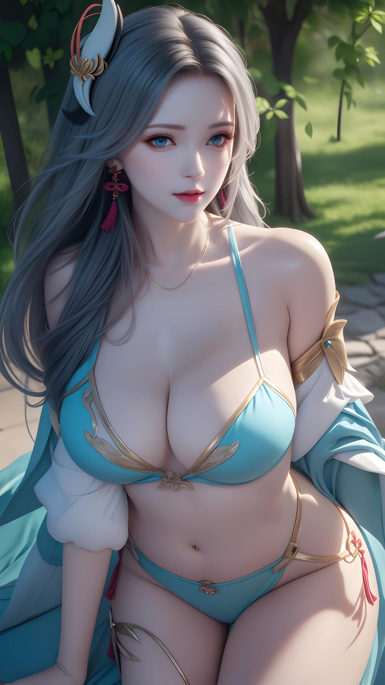 图片[2]-AI绘画 598 原神申鹤 姓感原服和泳衣[55P]-草丛看图