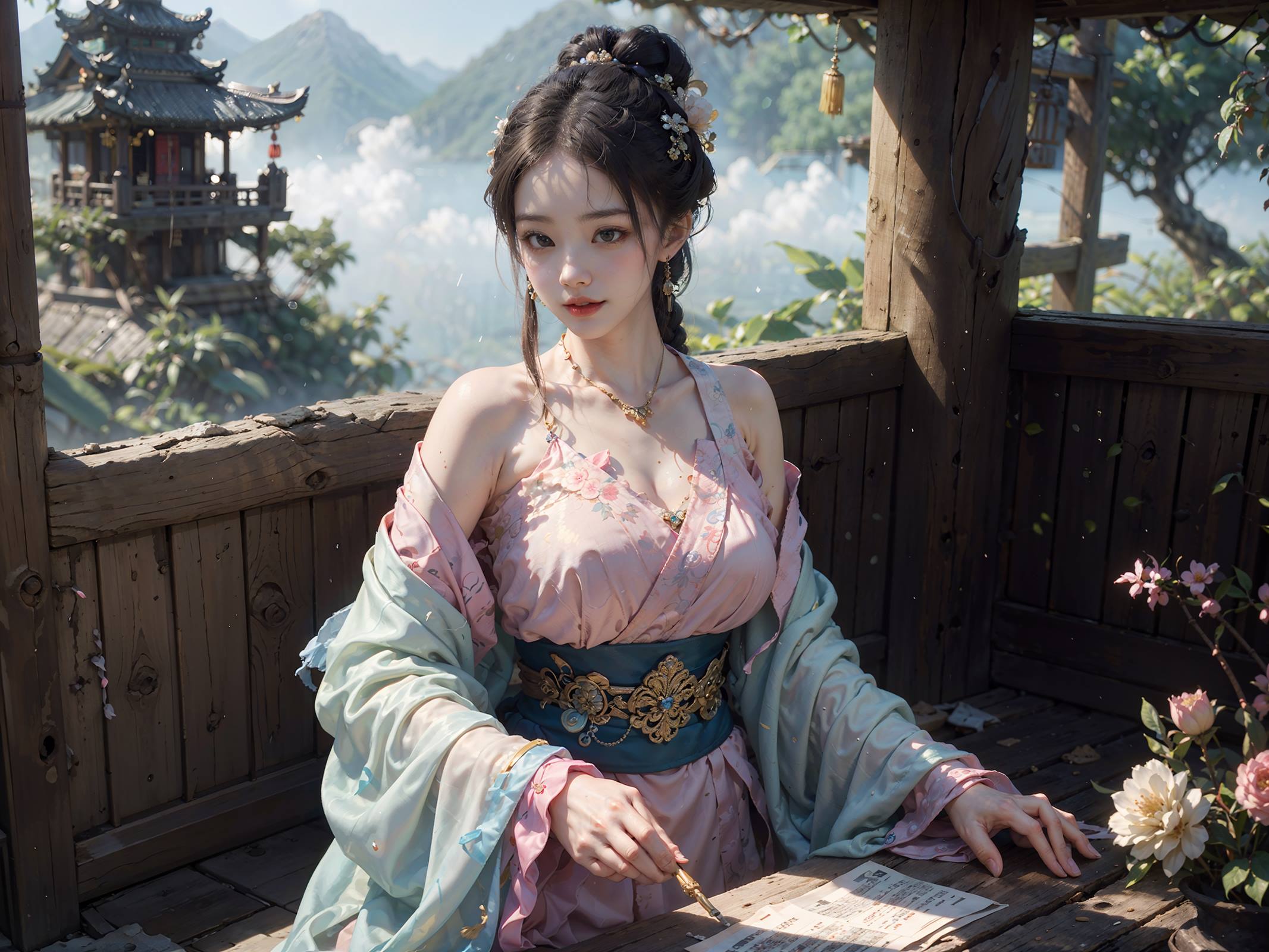 图片[2]-精选AI绘画 066 横向可做壁纸的古风美仁 [22P]-草丛看图