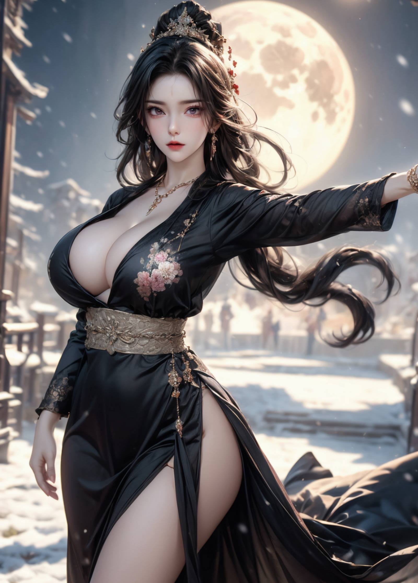 图片[4]-精选AI绘画 105 皇城贵妃-黑色衣裙[15P]-草丛看图