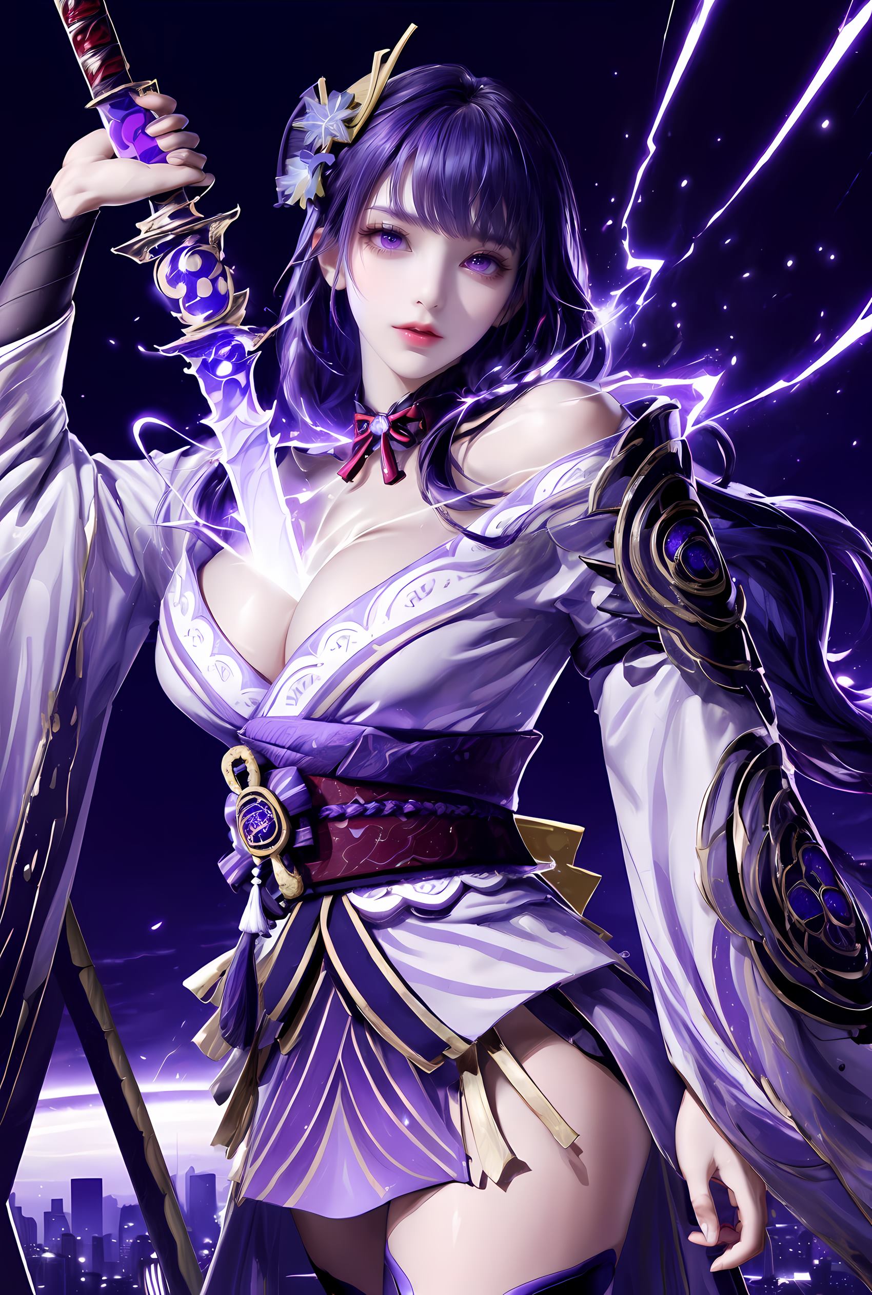 图片[2]-精选AI绘画 197 原神-雷电将军[19P]-草丛看图