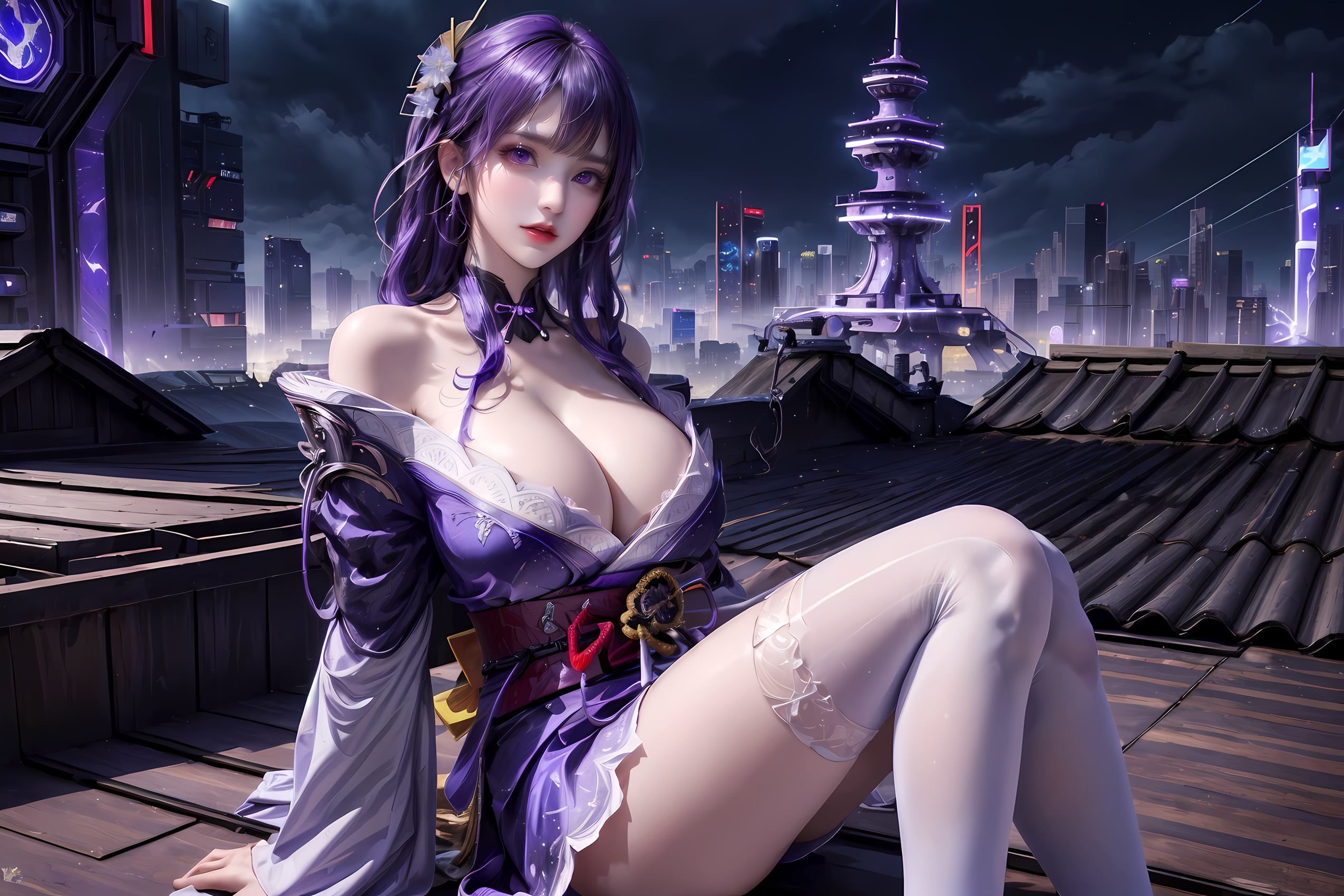 图片[3]-精选AI绘画 197 原神-雷电将军[19P]-草丛看图