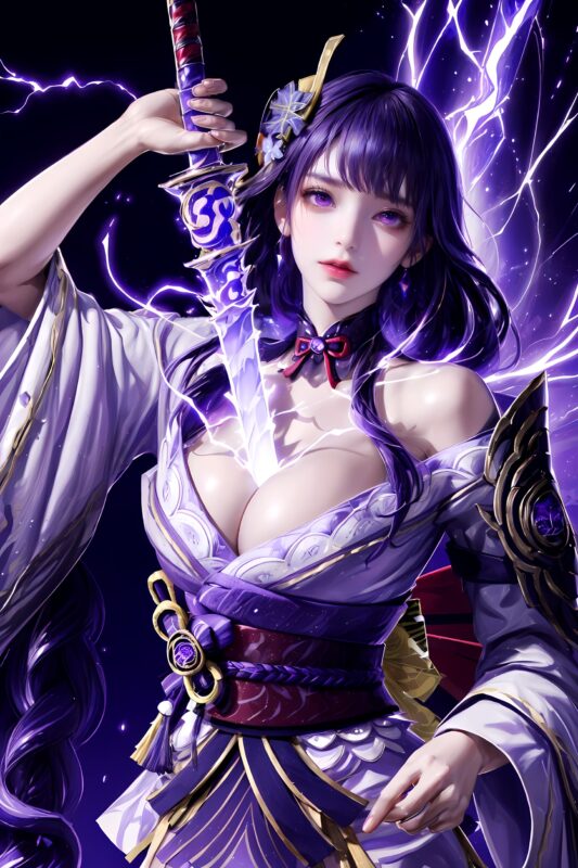 精选AI绘画 197 原神-雷电将军[19P]-草丛看图