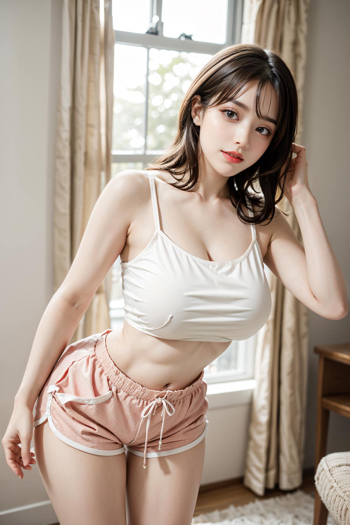 图片[3]-精选AI绘画 653 短裤少女居家[28P]-草丛看图