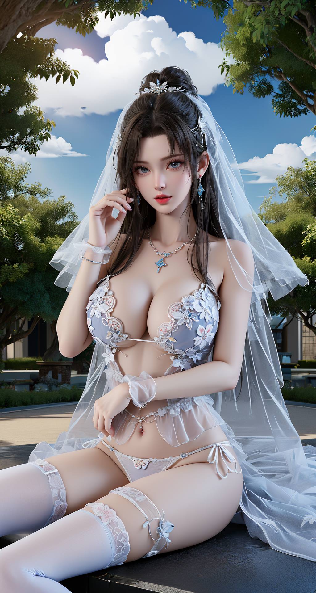 图片[6]-精选AI绘画 115 完美世界-清漪 户外内一婚纱[10P]-草丛看图