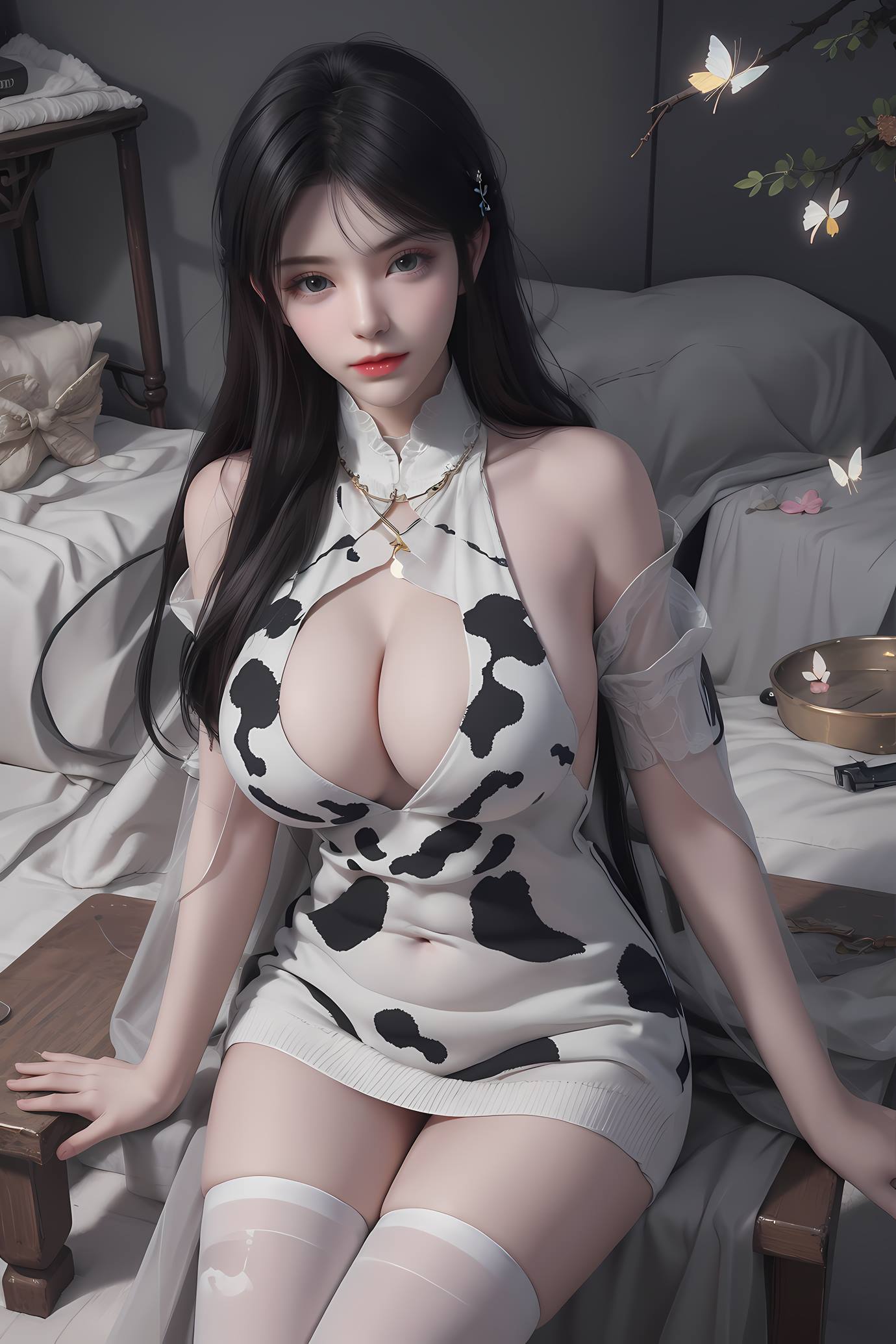 图片[2]-精选AI 绘画 549 萧熏儿 奶牛装[33P]-草丛看图