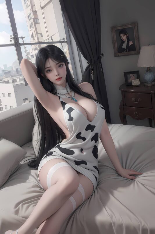 精选AI 绘画 549 萧熏儿 奶牛装[33P]-草丛看图