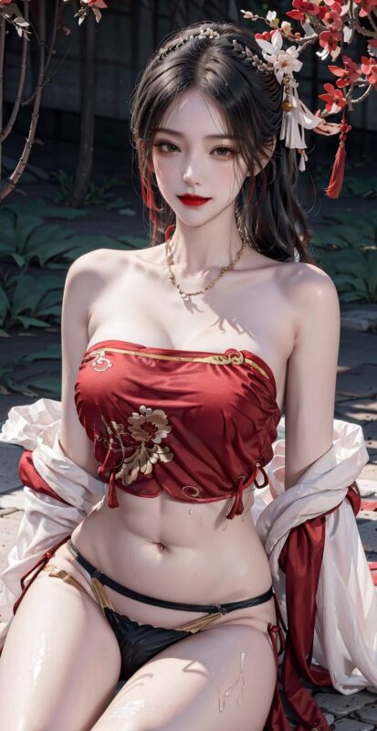 精选AI绘画 106 国风肚兜[50P]-草丛看图