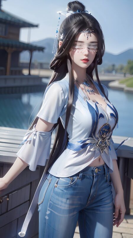 精选AI绘画 086 仙逆-兰若现代牛仔裤[95P]-草丛看图