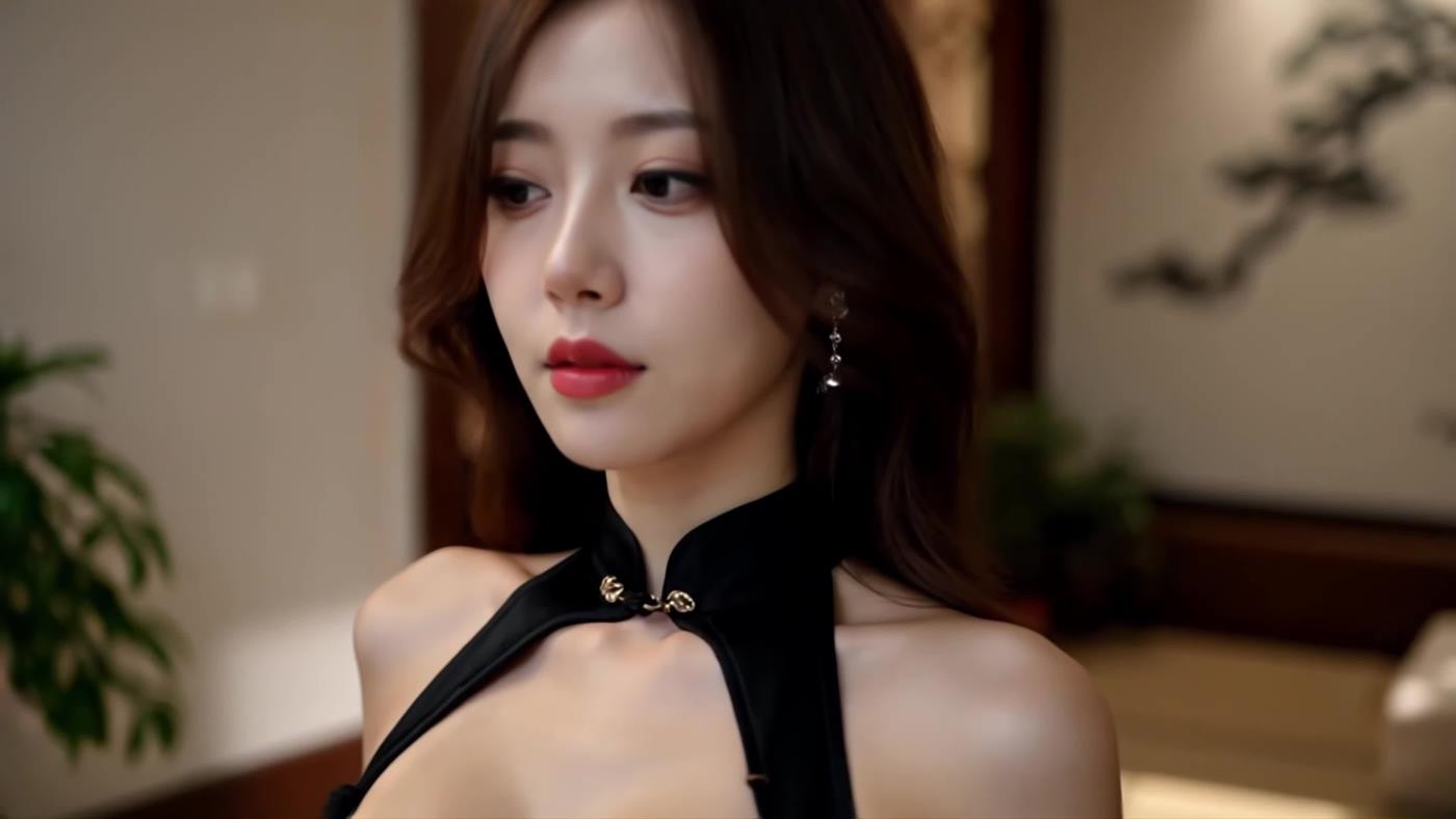 图片[1]-精选[AI Video]Romance in a Black Cheongsam – Chill R_B Vibes – Music Video[19P]-草丛看图