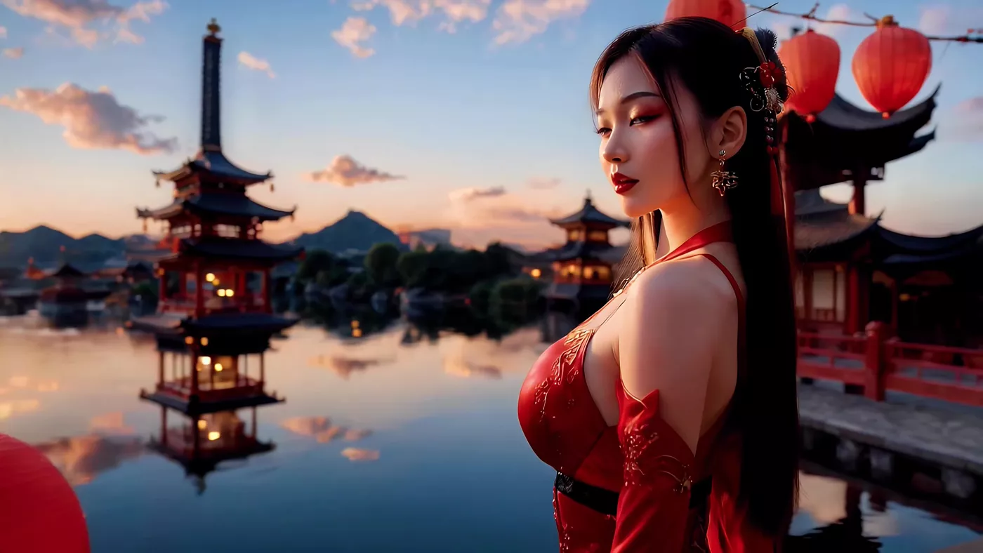 图片[5]-精选AI绘画 464 The Scarlet Geisha_ Passion in Every Step[18P]-草丛看图