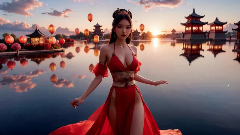 精选AI绘画 464 The Scarlet Geisha_ Passion in Every Step[18P]-草丛看图