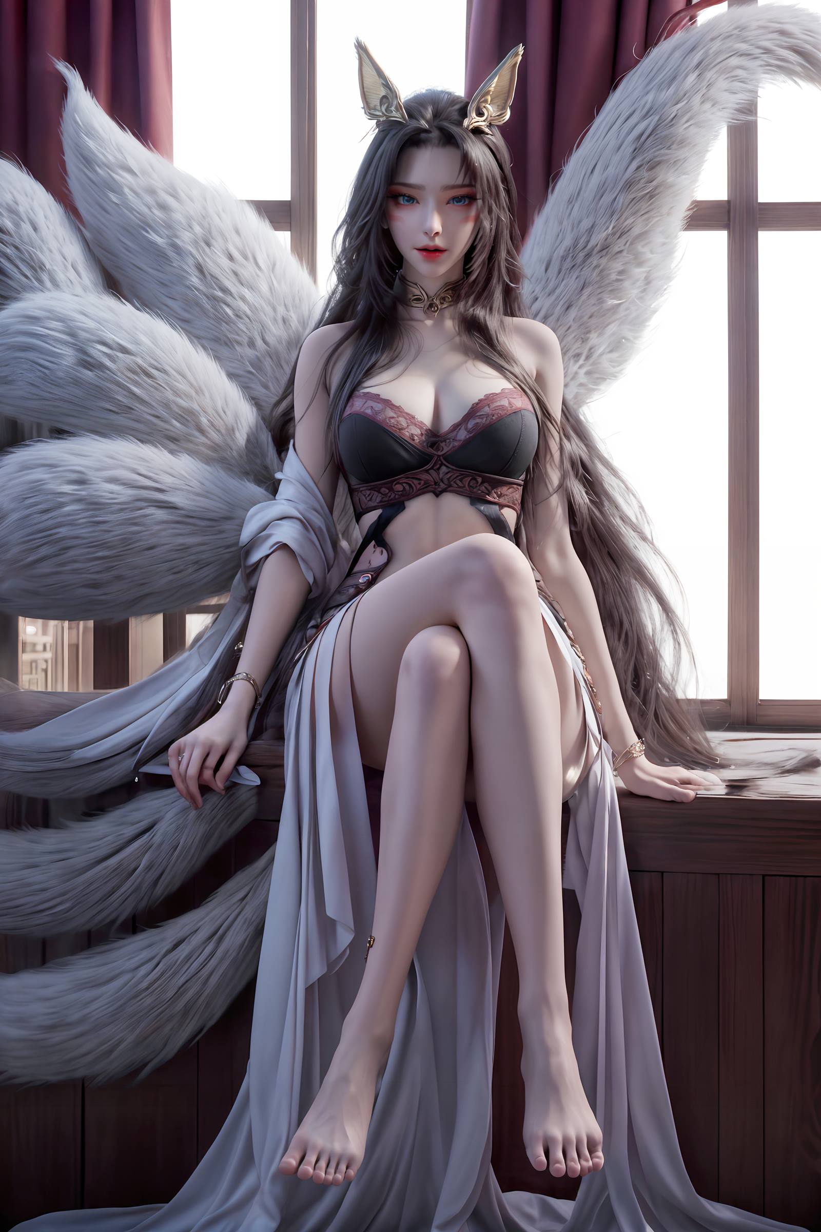 图片[3]-精选AI绘画 163 完美世界-天狐仙子 逼真狐尾[27P]-草丛看图