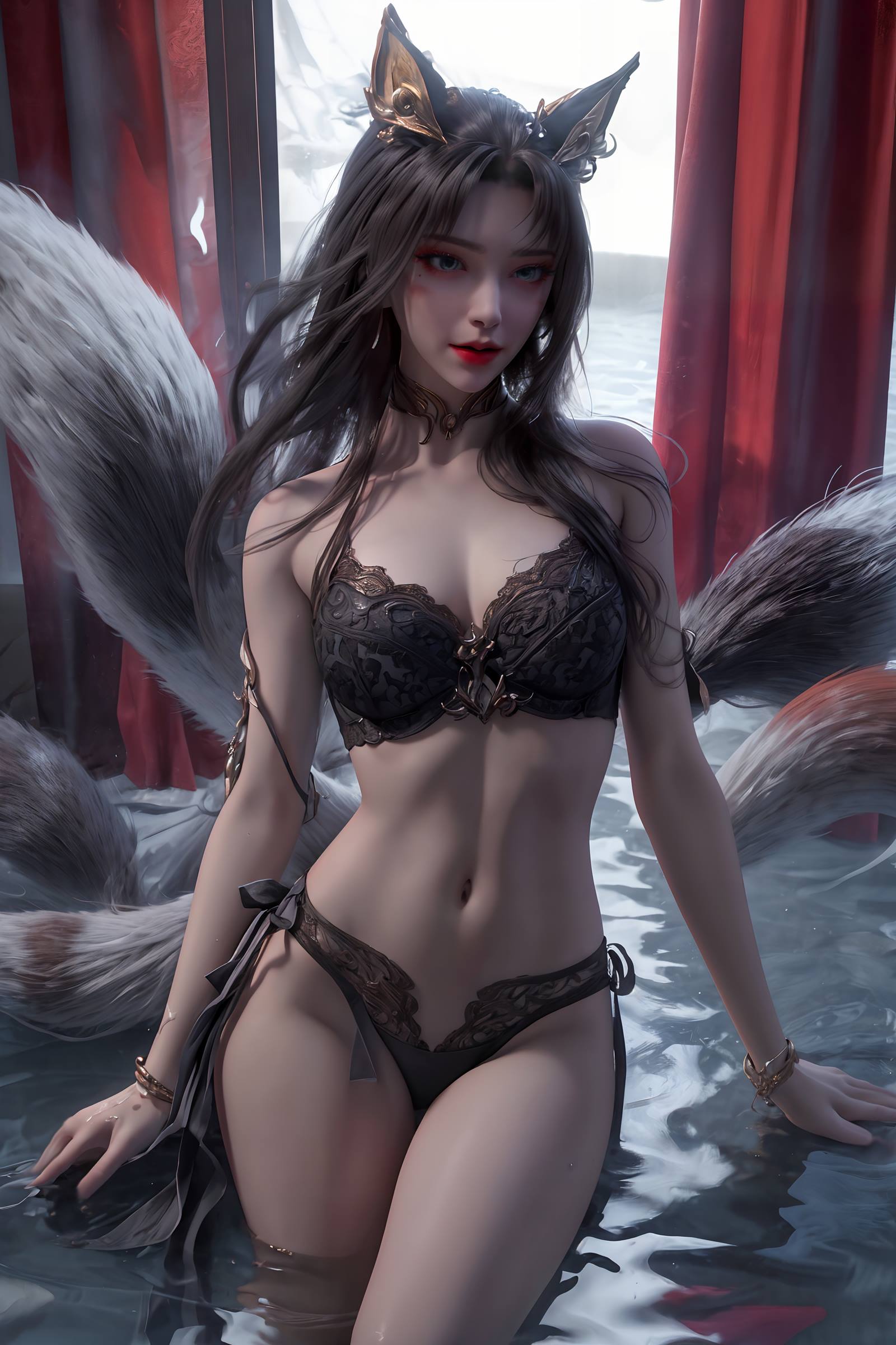 图片[4]-精选AI绘画 163 完美世界-天狐仙子 逼真狐尾[27P]-草丛看图