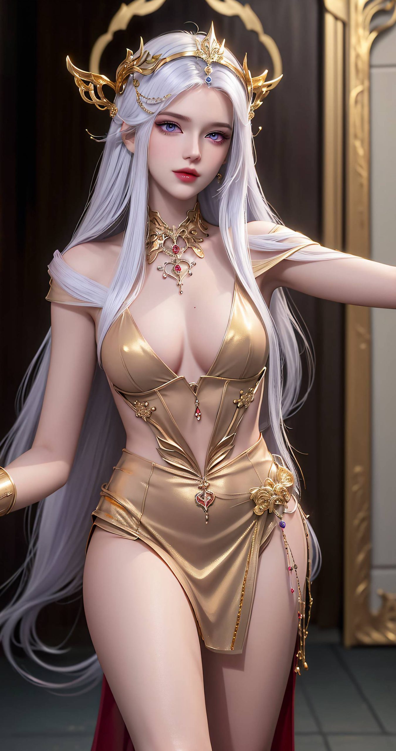 图片[7]-精选AI绘画 238 波塞西金色礼服[34P]-草丛看图