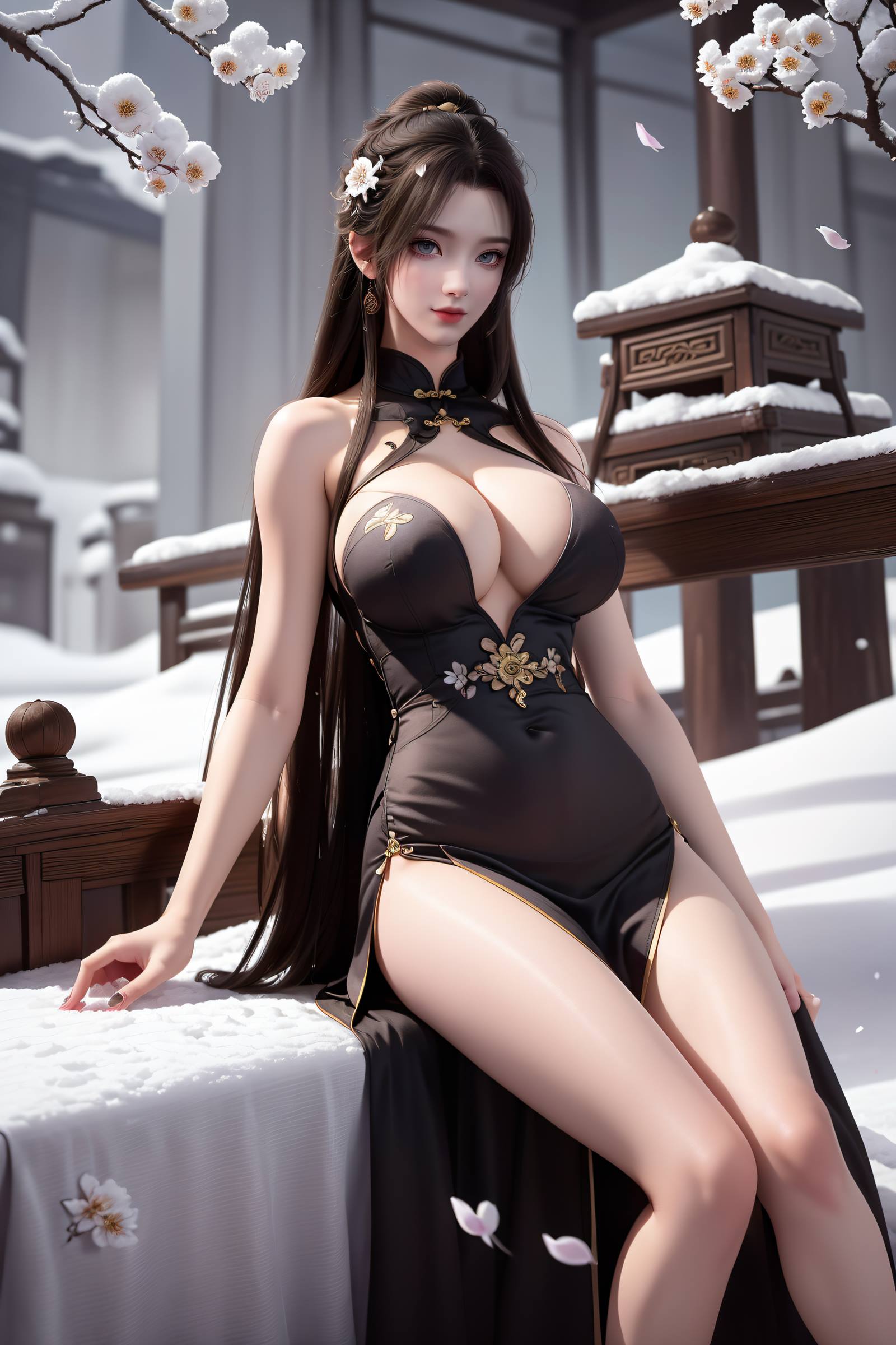 图片[6]-精选AI绘画 114 完美世界-清漪 雪地礼服写真[30P]-草丛看图