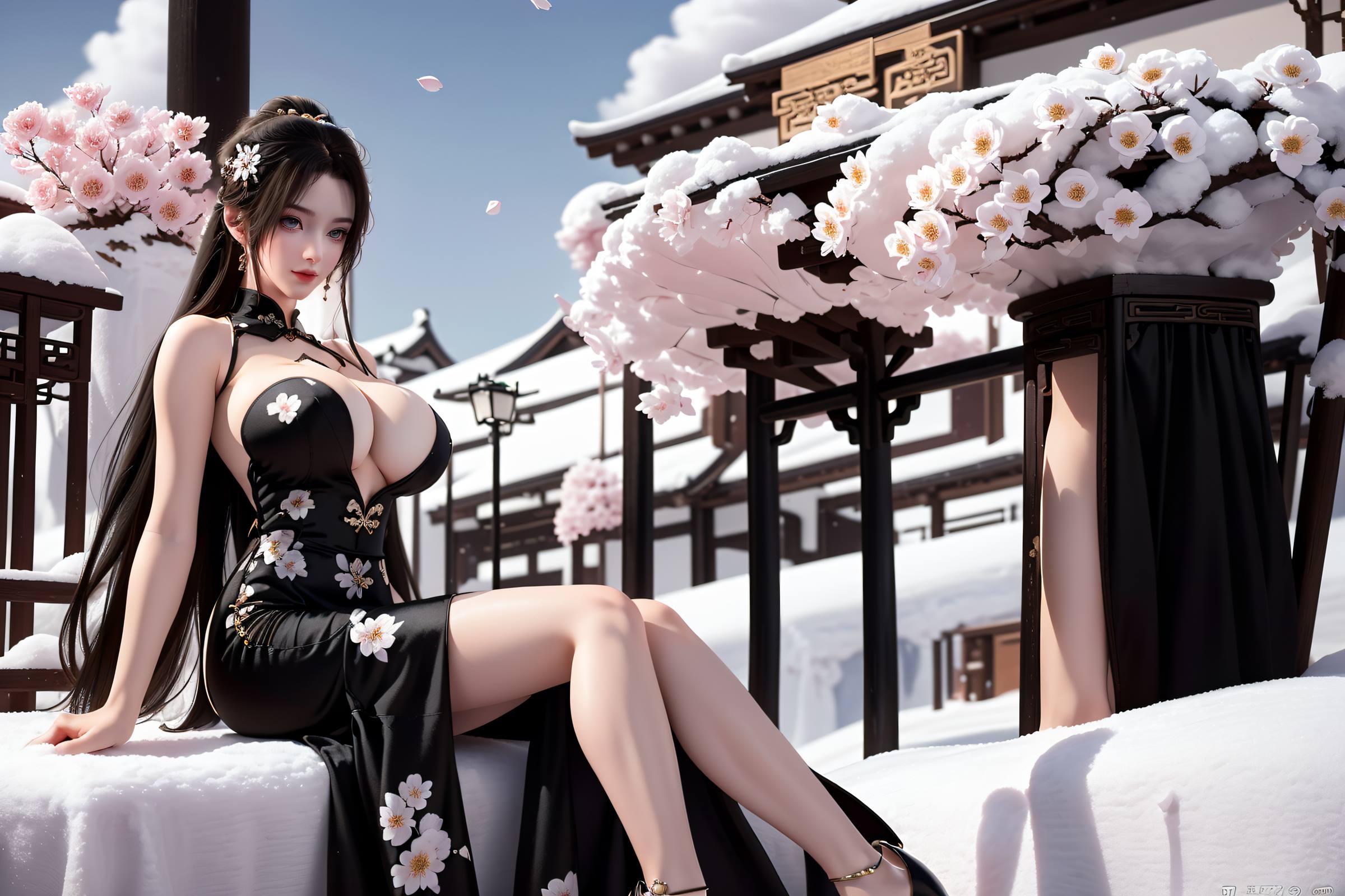 图片[1]-精选AI绘画 114 完美世界-清漪 雪地礼服写真[30P]-草丛看图