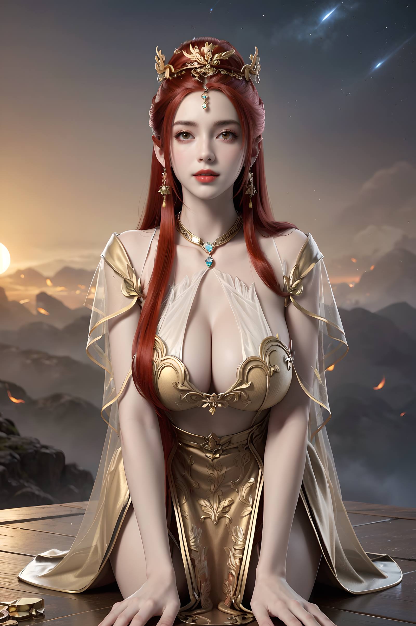 图片[3]-精选AI绘画 116 完美世界-曼珠沙华 户外红色礼服[109P]-草丛看图