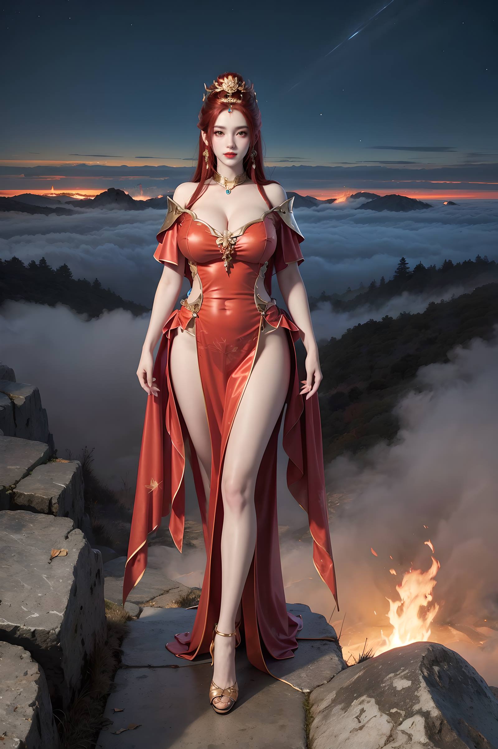 图片[6]-精选AI绘画 116 完美世界-曼珠沙华 户外红色礼服[109P]-草丛看图