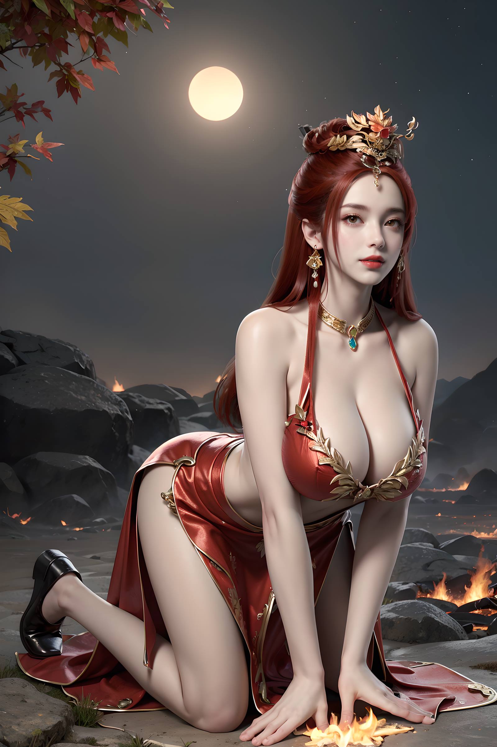 图片[7]-精选AI绘画 116 完美世界-曼珠沙华 户外红色礼服[109P]-草丛看图