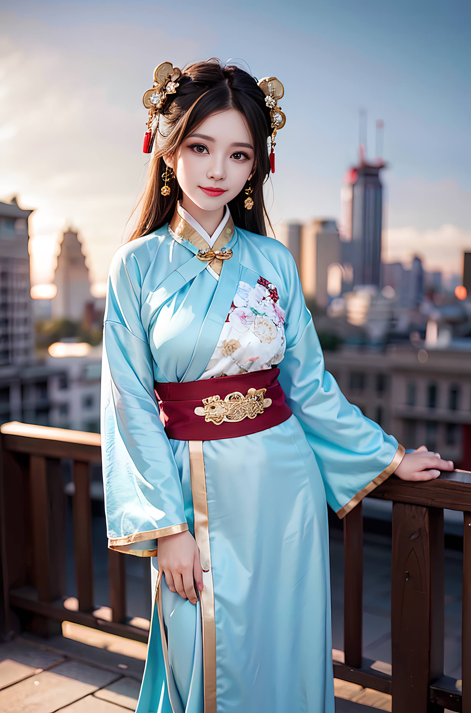 图片[2]-AI绘画 069 温婉柔美穿着浅青色服饰的美女 [30P]-草丛看图