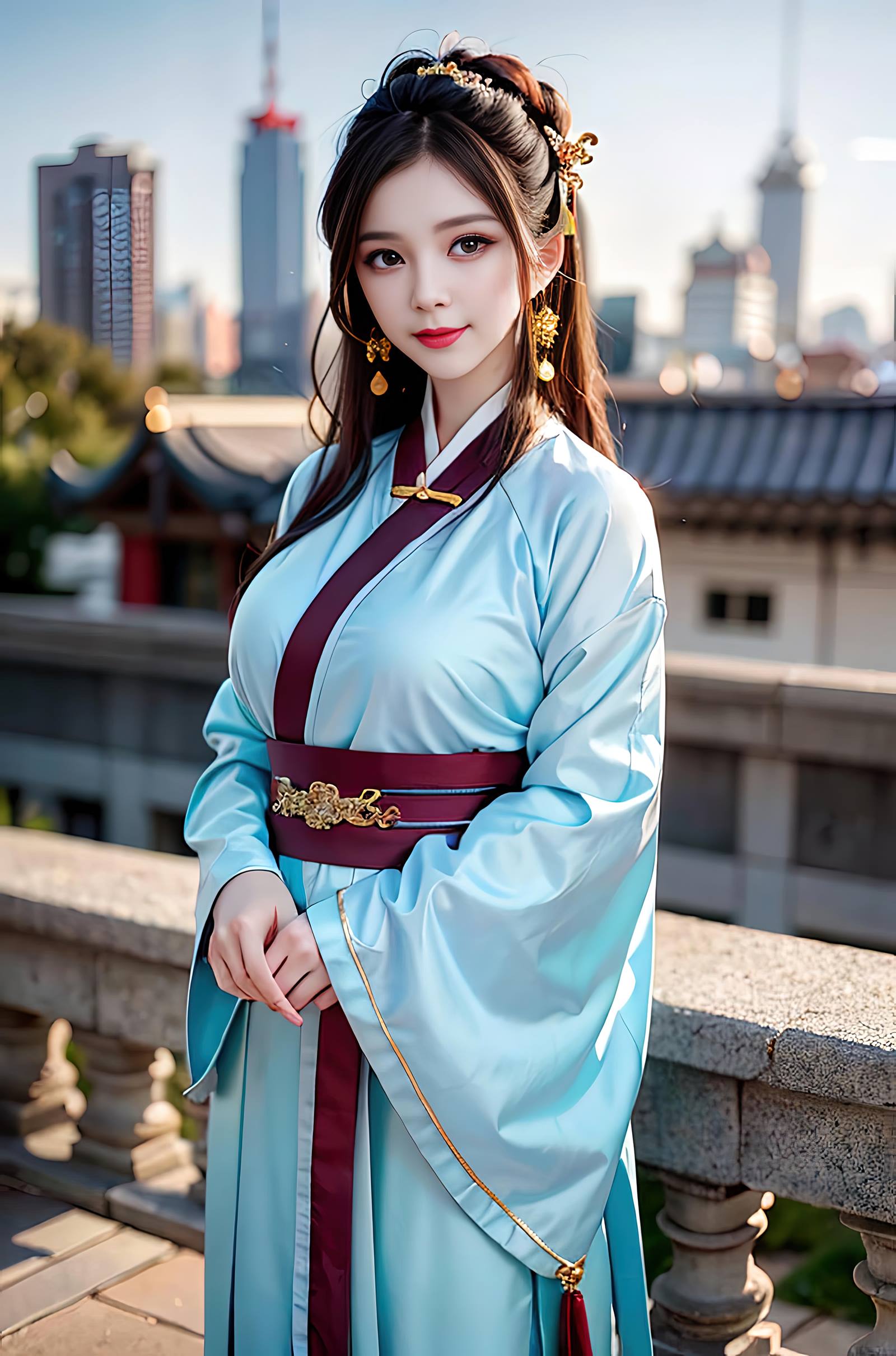 图片[7]-AI绘画 069 温婉柔美穿着浅青色服饰的美女 [30P]-草丛看图