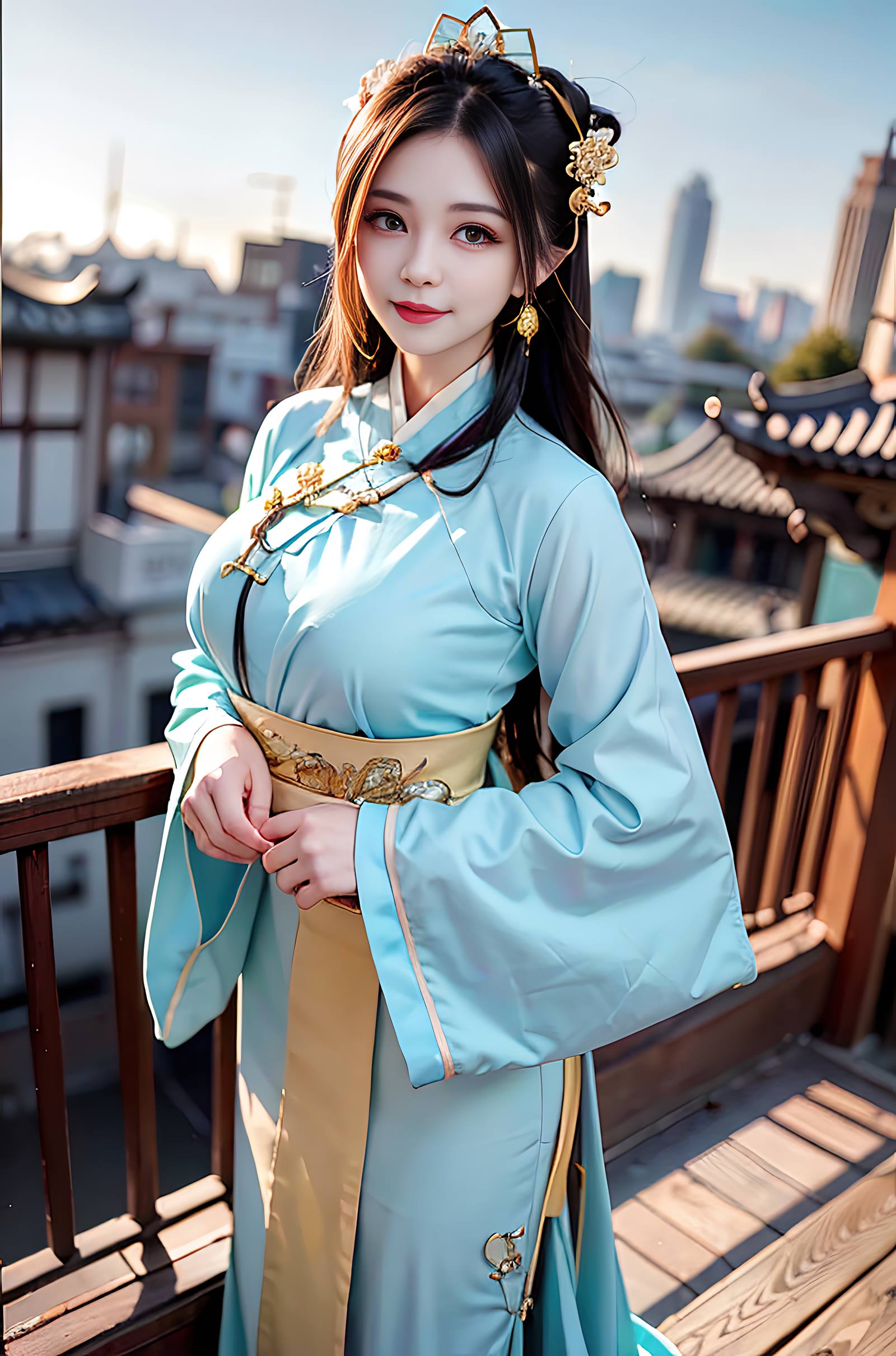 图片[8]-AI绘画 069 温婉柔美穿着浅青色服饰的美女 [30P]-草丛看图