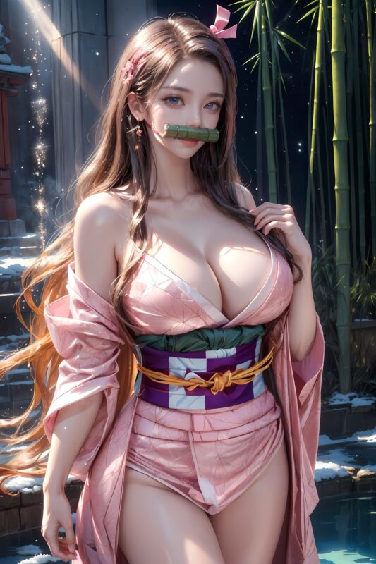 精选AI绘画 183 鬼灭之刃-祢豆子[28P]-草丛看图