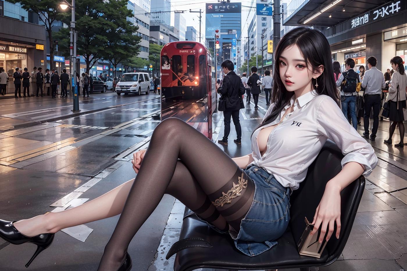 图片[3]-精选[[AI绘画] 051 黑白丝 电车 M腿 大摆诱姿[41P]-草丛看图