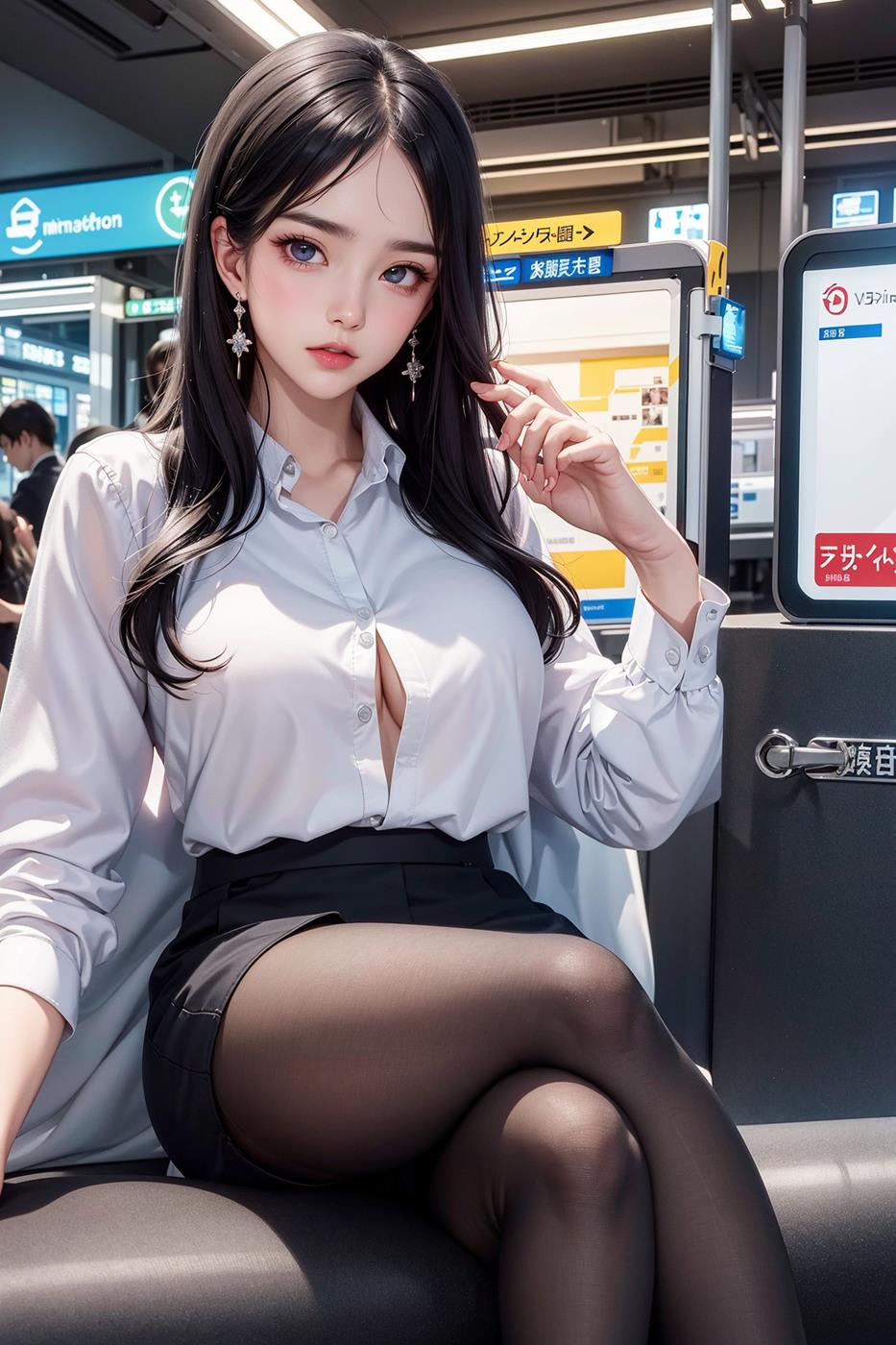 图片[5]-精选[[AI绘画] 051 黑白丝 电车 M腿 大摆诱姿[41P]-草丛看图